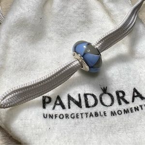 Pandora Murano Glass Bead | Blue & Grey Triangle Charm | NWT